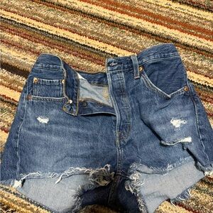 Levi's Blue Distressed Jean Shorts